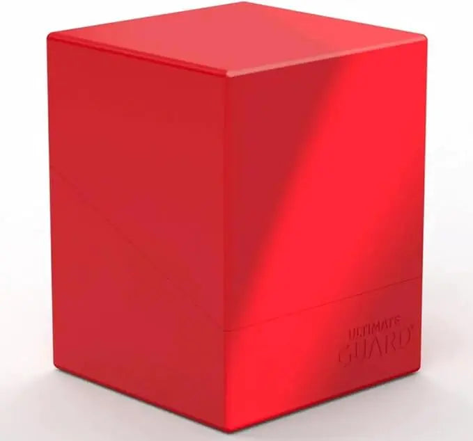 Red card storage box with 'Ultimate Guard' branding on a white background