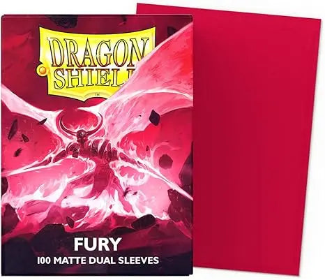 Dragon Shield Fury 100 Matte Dual Sleeves packaging with a red card.
