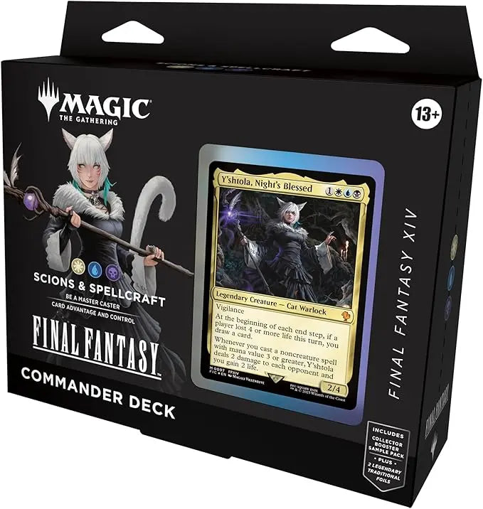 Card game packaging for 'Final Fantasy' featuring a character with white hair and a staff.