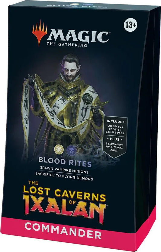 Card game box for 'Magic: The Gathering' featuring a character and text on a dark background.