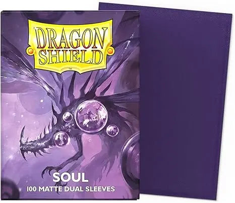 Dragon Shield Soul 100 Matte Dual Sleeves packaging with purple sleeves