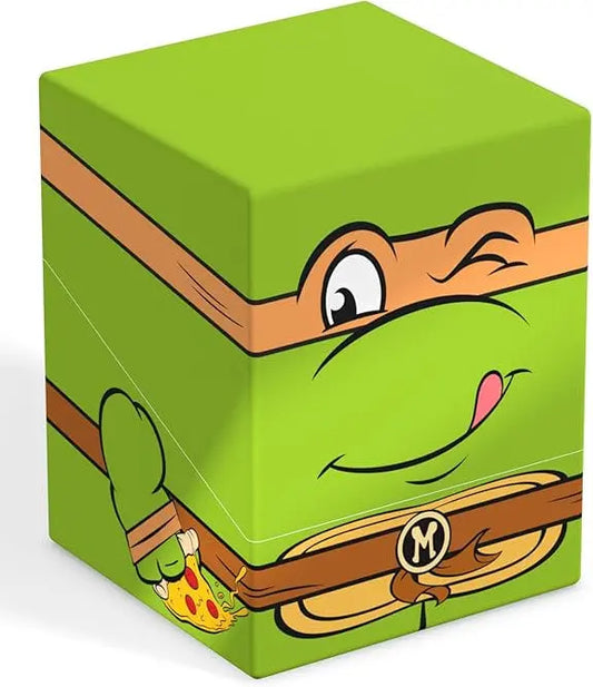Green box with a cartoon turtle design on a white background