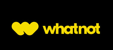 Yellow 'whatnot' logo on a black background