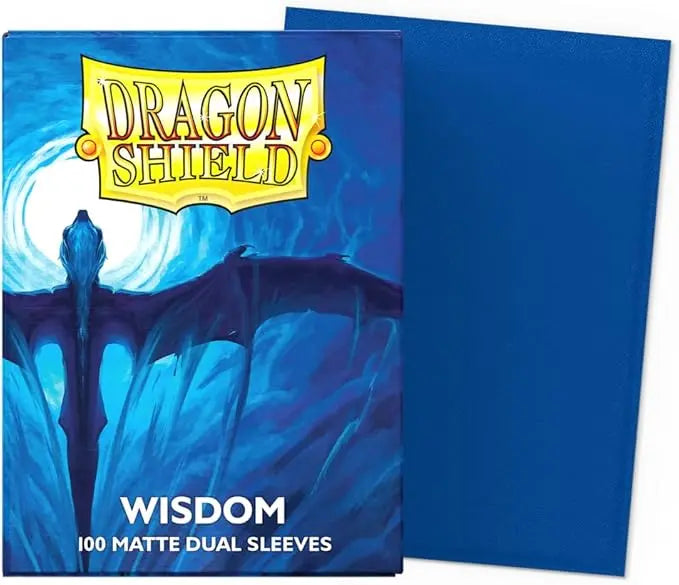 Dragon Shield Wisdom 100 Matte Dual Sleeves packaging with a blue dragon design.