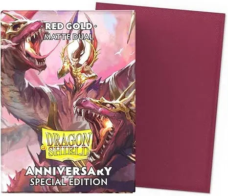 Dragon Shield card protective case with dragon design and 'Red Gold Matte Dual' text